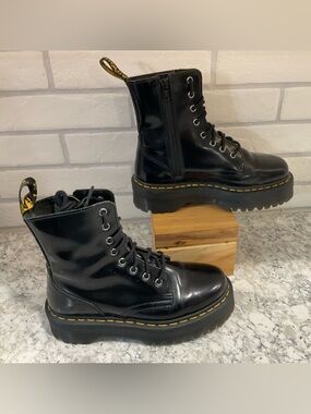 Dr. Martens Jadon Black Platform Boots Zipper & Lace Up Y2K 90s Grunge Goth Sz 6